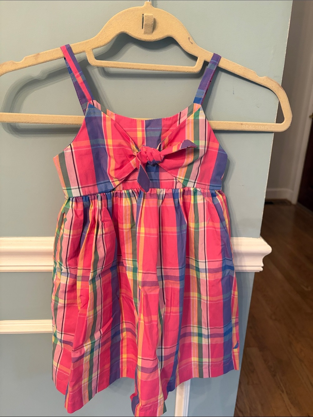 Nautica Pink Plaid Cotton Sundress with Blue and Green Accents
